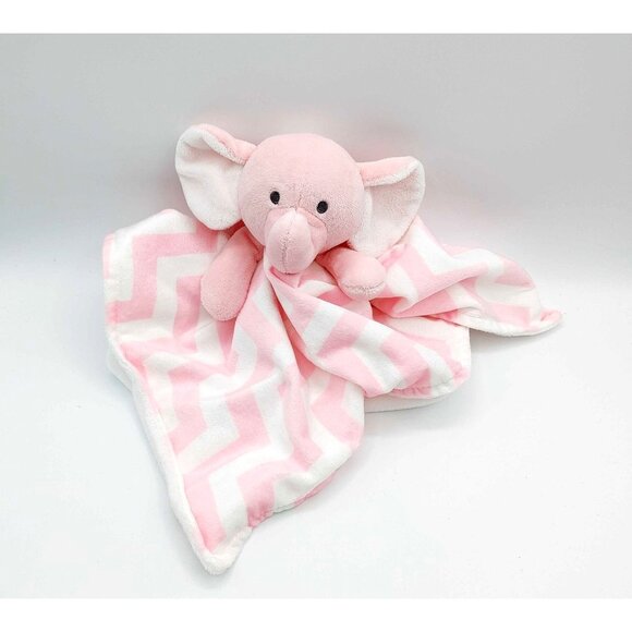 Carter's Pink White Chevron Elephant Security Blanket Lovey Plush Zig Zag 2017 - Picture 1 of 5